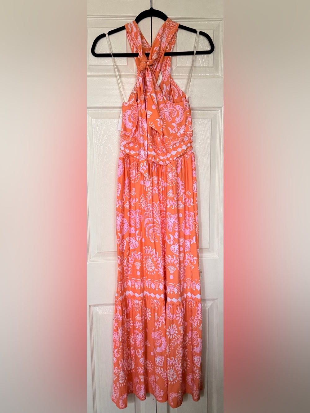 Lilly Pulitzer Montecito Halter Maxi Dress NWT Papaya Pink Orange M